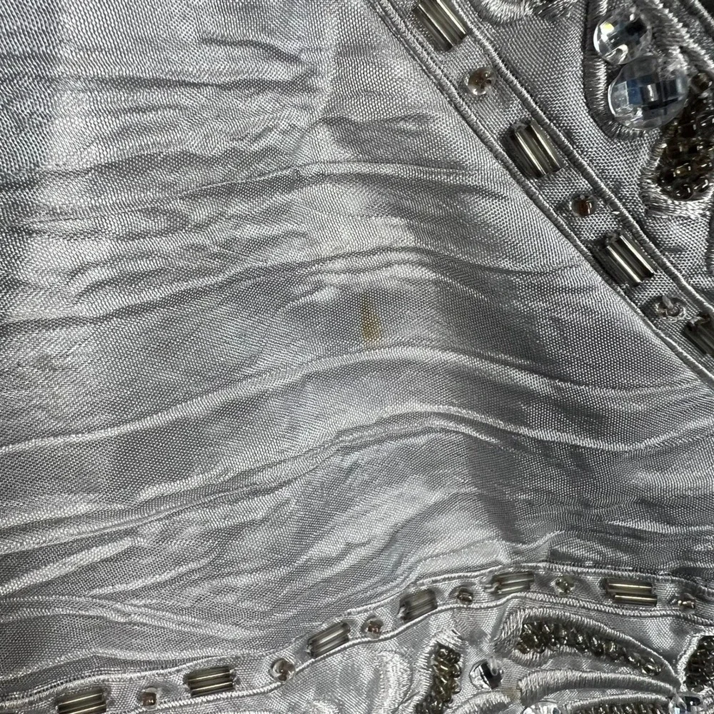 Giovanna Dress Jacket Set Womens 10 Silver Beaded Formal Mother of Bride Good‎